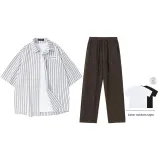 Set (верх Зеленый + низ Кофе) (Бесплатно с короткими рукавами)