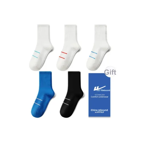 Warrior 1 White Green, 1 White Red, 1 White Blue, 1 Blue White, 1 Black White [5 Pack] Мужские носки до колена