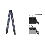 Синий, клетка, серебристый, застежка, 2,5 см, широкая лямка