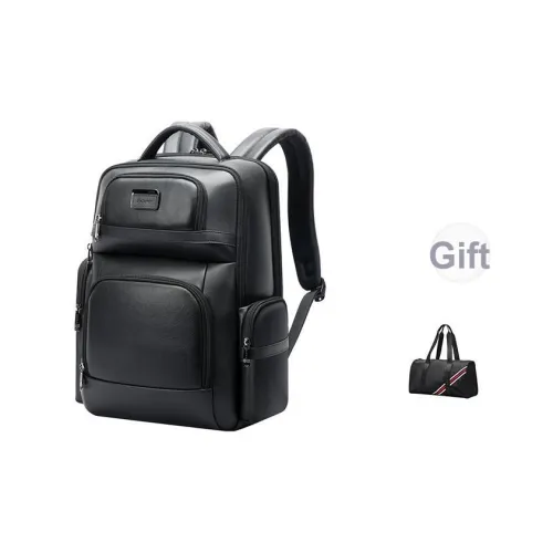 BOPAI Рюкзак из коровьей кожи с тканью стандартный мужской черный