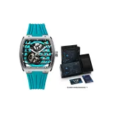 Серебряный корпус, синий циферблат Tapes