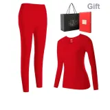 Комплекты одежды (Красный) Утолщенный и с флисовой подкладкой / Кружевная круглая вырез / Облегающий крой, формирующий фигуру