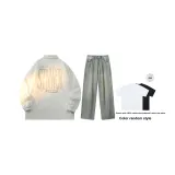 Комплект (Белый топ + Желтые грязные штаны) (Включает рубашку с коротким рукавом)