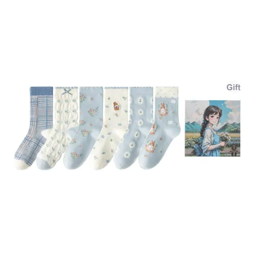 Caramella x QIANYUQIANXUNLIANMINGKUAN Носки Crew Женские упаковка из 6 пар