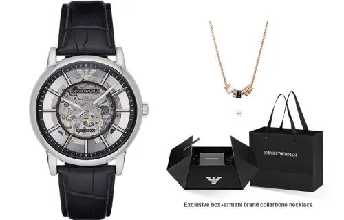 EMPORIO ARMANI Механический механизм Мужские часы 43 мм Серебряный
