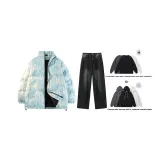 Комплект (Цветной Синий Топ + Черные Серые Штаны) (Включает Свитшот)