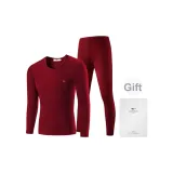 Утолщенный комплект из 2 предметов с коробкой (1 топ + 1 штаны) Lucky, бордовый/с флисовой подкладкой, термический, удерживающий тепло