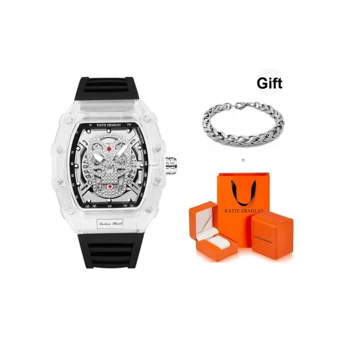 Katie Ermilio Модные Механические Стиль Мода Водонепроницаемые Кварцевые Часы с Циферблатом в Форме Черепа Унисекс