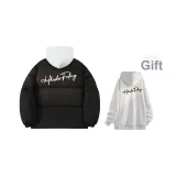 Чисто Черный (Белый Подпись Шрифт) С Подарком Вышивка Внутренний Светло-Серый Свитшот