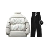 Флисовый комплект одежды (Светло-серый топ + Черные штаны)