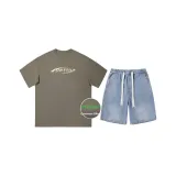 Комплект (Тауповый топ + Светло-синие штаны)