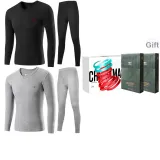 V-образный вырез, комплект из двух предметов нижнего белья (черный + светло-серый), 100% хлопок, антибактериальный / премиум, подарочная коробка, комплект