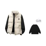 Слоновая кость жилет + черный свитшот с круглым вырезом