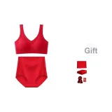 Большой размер, красный комплект нижнего белья + шарф, 1 упаковка (в комплекте коробка, сумка для покупок)