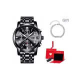 Черный циферблат, черный ремешок, коробка "Восторг" + ожерелье + включает регулировщик часов