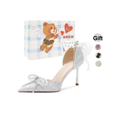 NTOZE Высокие каблуки Женские Серебряные Подарочный набор в коробке