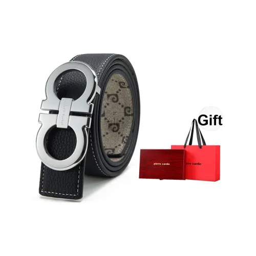 PIERRE CARDIN Ремни из крупнозернистой текстуры коровьей кожи Мужской Черный 3,4CM