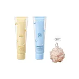 Олей Двойная Туба Крем для Рук Морозно-голубой 80 мл + Олей Двойная Туба Крем для Рук Желто-кремовый 80 мл + Губка для Кoupeль