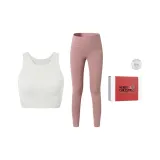 Комплект (Снежноягодник Белый Бюстгальтер + Неоновый Розовый Леггинсы)