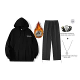 Флисовая подкладка, черный комплект (включает модное ожерелье + сумку через плечо)