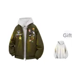 Армейский зеленый [MY1099 Хлопковый пуховик] (в комплекте с высококачественным белым и серым свитшотом с фотокемией)