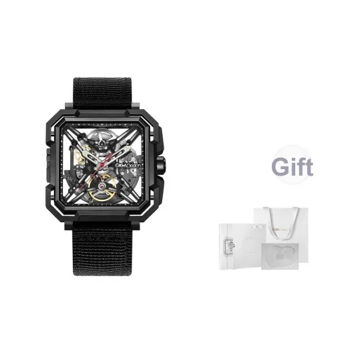 CIGA Design X Collection Matrix Автоматический Механический Механизм Нейлоновый Ремешок Часы Мужские Черный Циферблат
