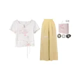 Белая футболка + желтые штаны, размер Petite