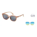 Чайная оправа с серыми линзами + прозрачно-синие линзы