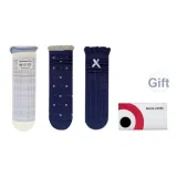 [3 упаковки] Темно-синий галстук-бабочка + светло-синий ярлык + горошек маленький цветок