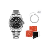 Серебряный ремешок, черный циферблат (оригинальная коробка + с браслетом + набор инструментов для часов)