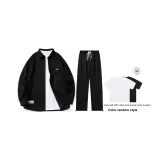 Комплект (Черный топ + Черные штаны) (Включает рубашку с коротким рукавом)