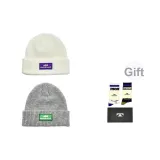 Gray Hood + White Hat 2 Pack Set (Includes Purple White Socks + Purple Black Socks + Box)  
Серый капюшон + Белая шляпа 2 упаковки комплект (включает фиолетовые белые носки + фиолетовые черные носки + коробка)