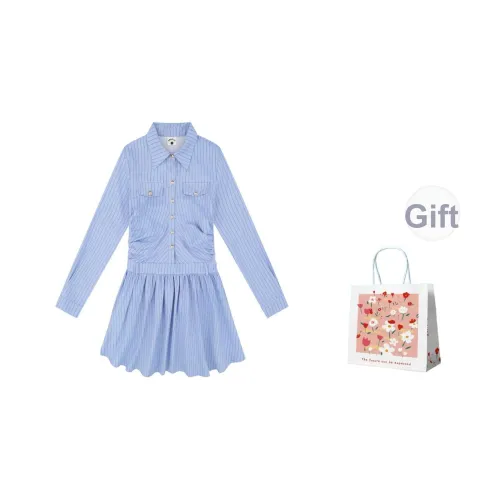 Mlpstudio Длинное платье с длинными рукавами женское синее