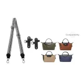 [Холст Плечевой ремень] Через плечо Черный Полосатый 90-130 см + Без отверстий - Пряжка Punch