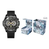 L-9490 Черный корпус с черным циферблатом, двухцветный, золотой, стальной браслет, черный ремешок