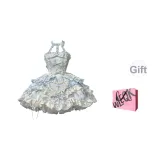 Синий халтер, стиль позиционирования (включает хвост платья + бант)