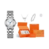 GM6603G2 Украшенный стразами Серебряный корпус с белым циферблатом [Оранжевая подарочная коробка + набор с бабочкой]
