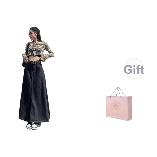 ZAZN Denim Длинная Юбка Женская Темно-синий