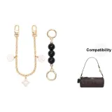 [Золотистый] Черный Жемчуг + Камелия Декоративная Цепь 30 см