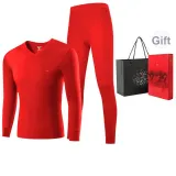 Мужской комплект одежды с V-образным вырезом (красный), 100% хлопок, дружественный к коже, антибактериальный, класс A