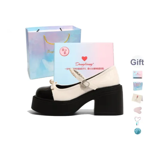 DANGLIANG Классический винтаж Минималистский стиль Мода Универсальные туфли Мэри Джейн с грубым каблуком 5 см женские