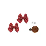 [Медведь ~] Заколка для волос с горошком, красный бант, 2 шт. + 70 пуговиц, заколка для волос, 1 шт