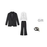 Чёрный комплект + белая рубашка + ремень