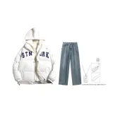 Комплект (Экрю топ + средне-синие штаны) (включает ожерелье)