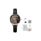 Чёрный циферблат, розовый корпус, чёрный ремешок