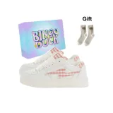 Белый Розовый + Эксклюзивная обувь Коробка + Подарочные носки