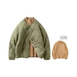 [Пальто + Флисовая подкладка Базовый слой] Серый Зеленый (Минималистский стиль Активный Логотип на груди)