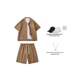 Set (Хаки Рубашка + Хаки Шорты) (Шляпа Ожерелье)