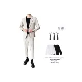 Комплект одежды (Хаки Бизнес Костюм + Хаки Штаны Nine-Minute) с галстуком + длинным футболкой + ремнем