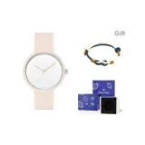 Розовый ремешок, белый циферблат